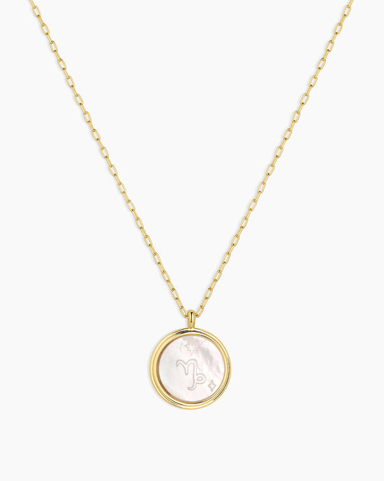 Zodiac Necklace - Aquarius, Astrology Coin Necklace, Aquarius Necklace || option::Gold Plated, Capricorn