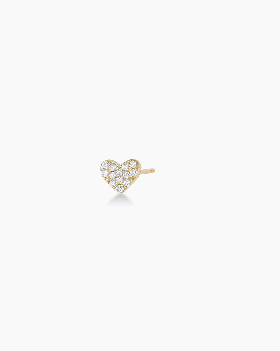 Diamond Pave Heart Stud || option::14k Solid Gold, Single