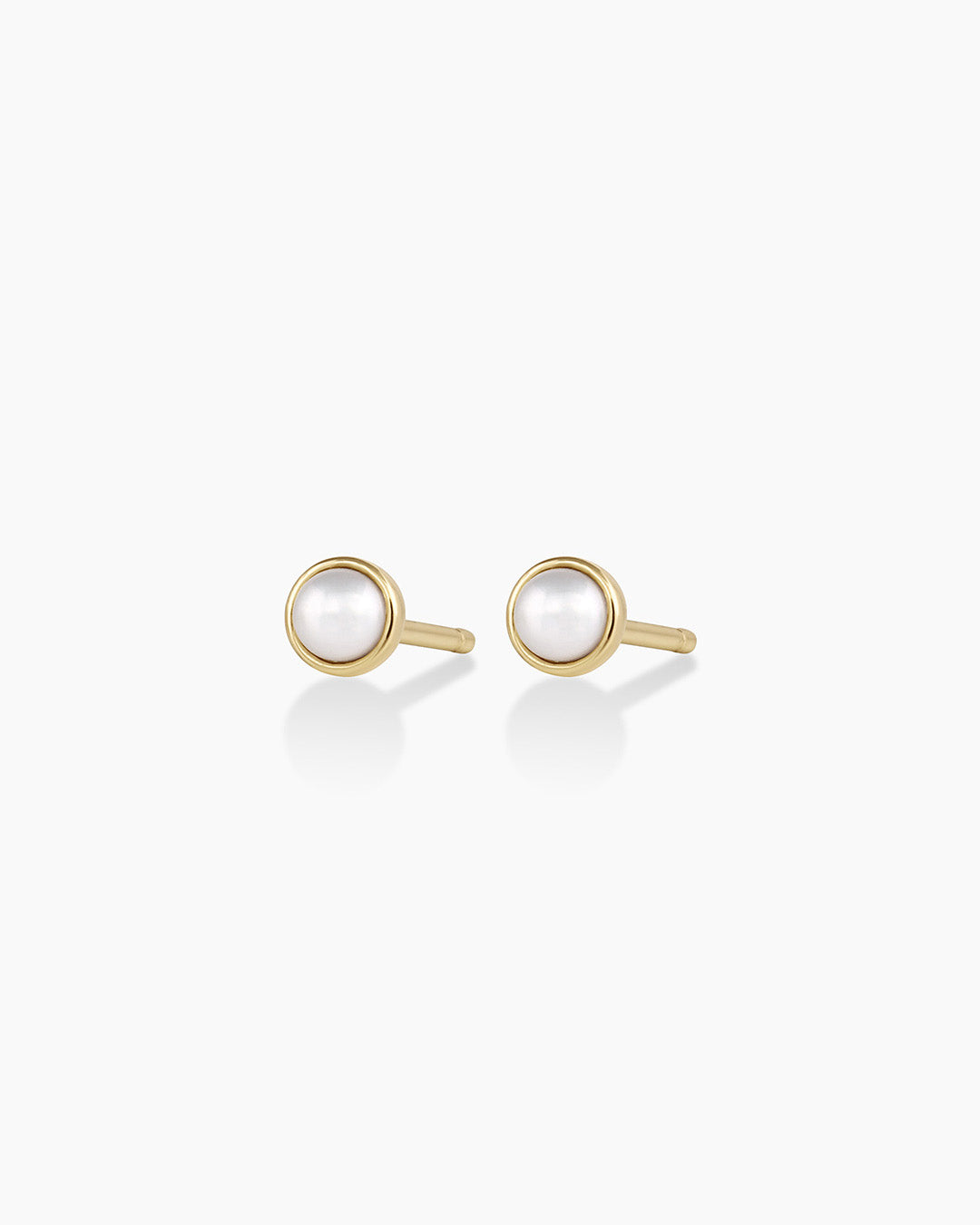 Classic Pearl Studs || option::14k Solid Gold, Pearl - June, Pair