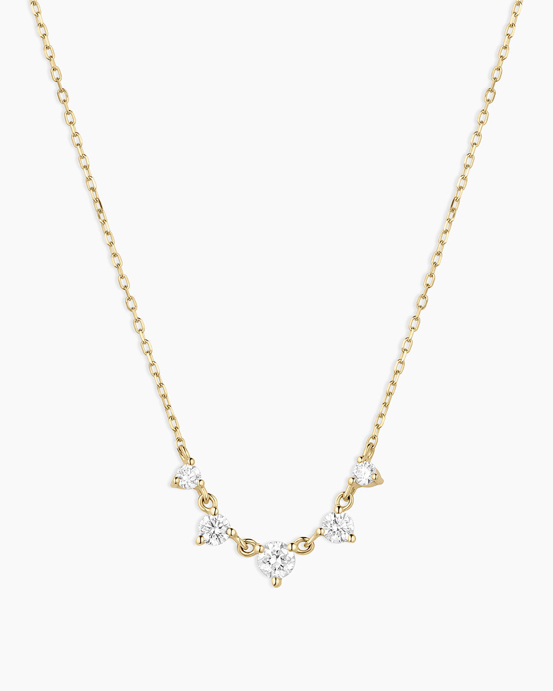 Elle Diamond Row Necklace || option::14k Solid Gold
