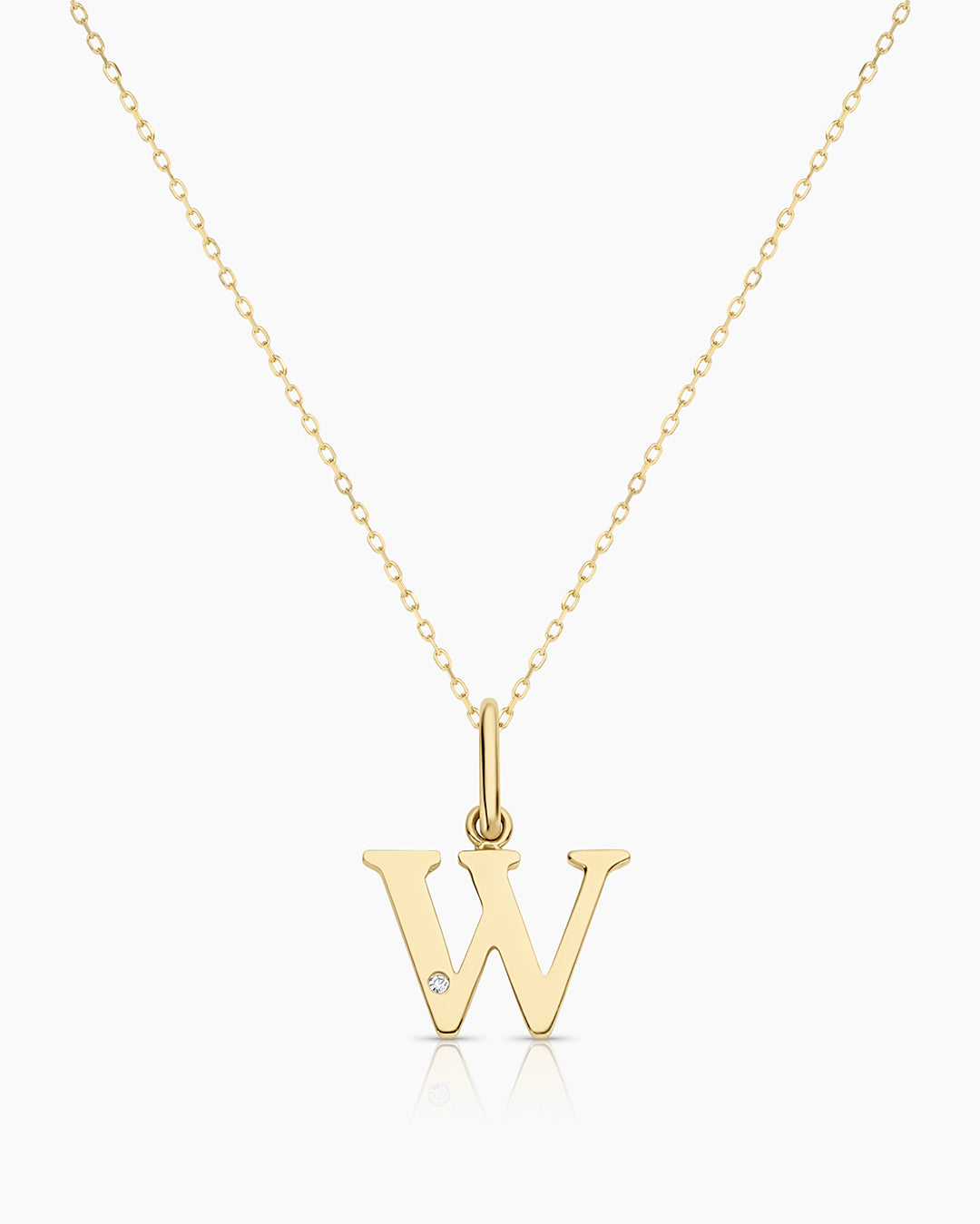 Diamond Vintage Alphabet Necklace || option::14k Solid Gold, W