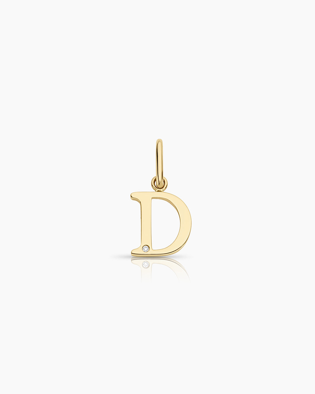 Diamond Vintage Alphabet Charm || option::14k Solid Gold, D