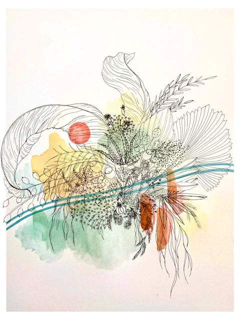 artistic drawing of dried botanical flowers