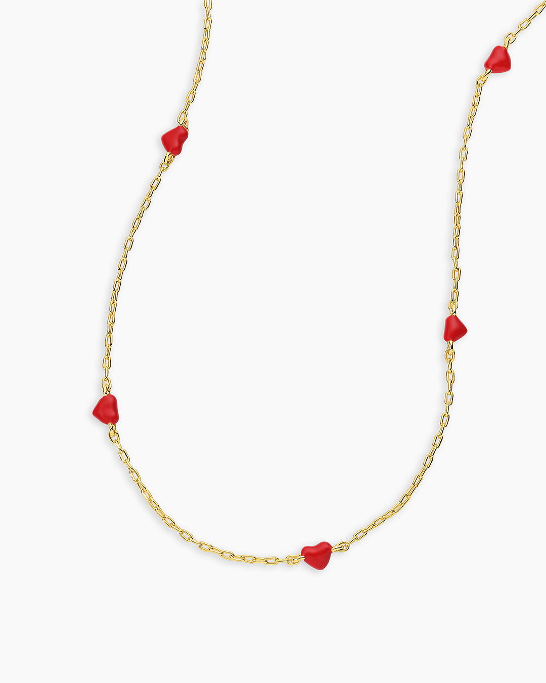 Amour Necklace Red Enamel || option::Gold Plated