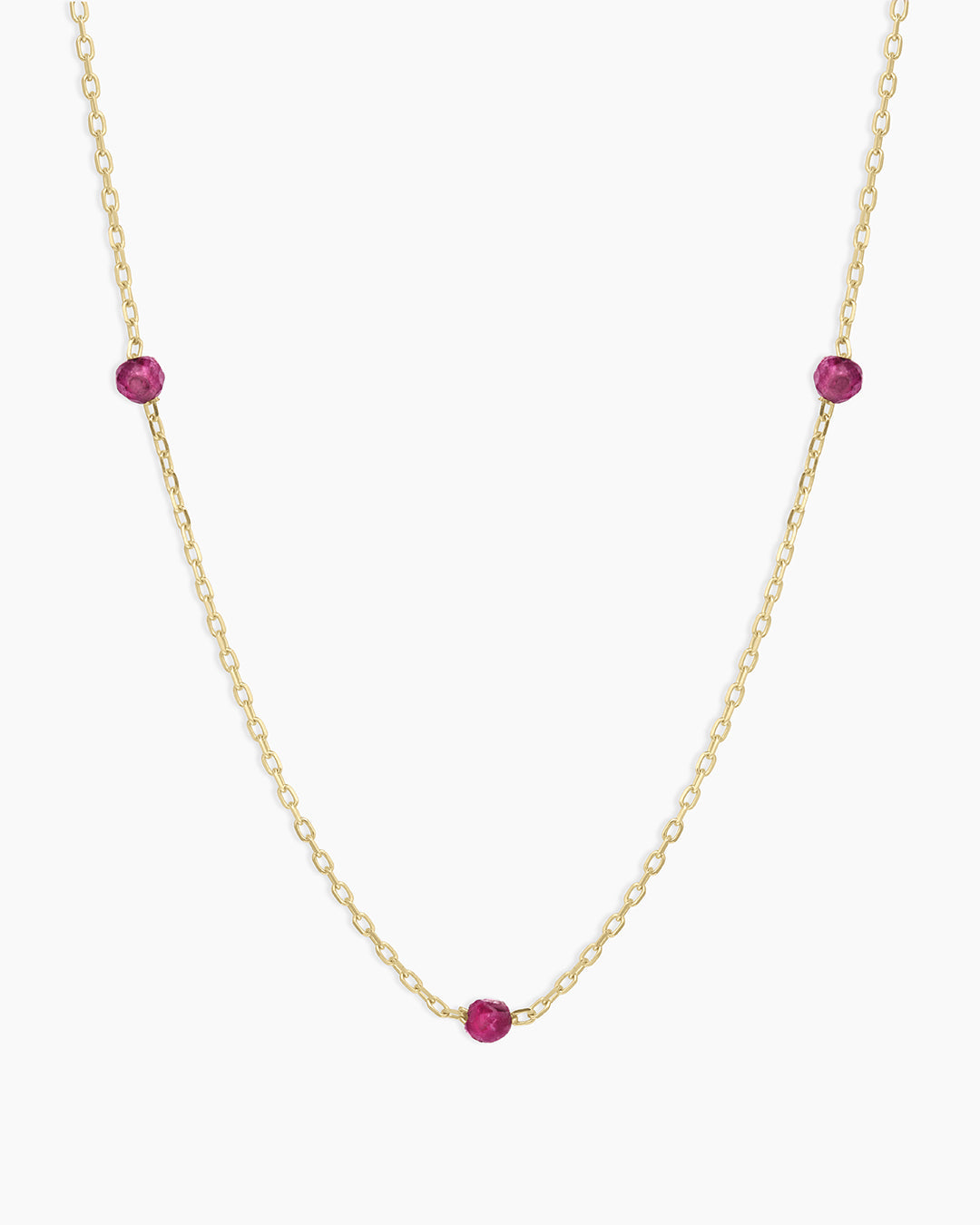 Newport Birthstone Necklace || option::14k Solid Gold, Ruby - July