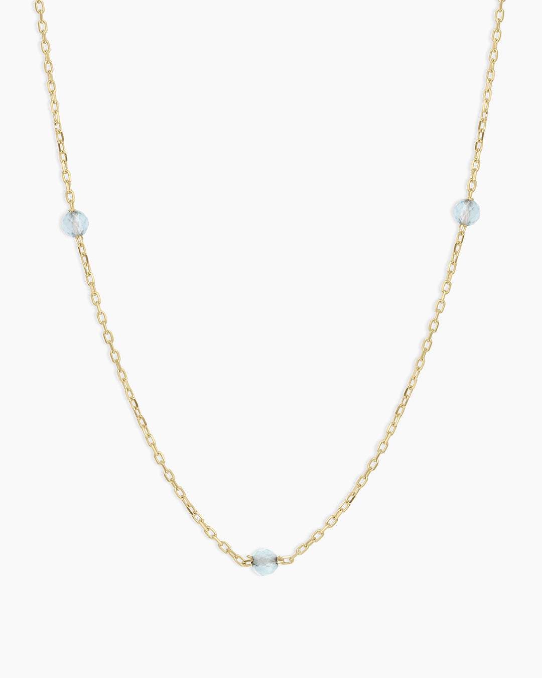 Newport Birthstone Necklace || option::14k Solid Gold, Aquamarine - March
