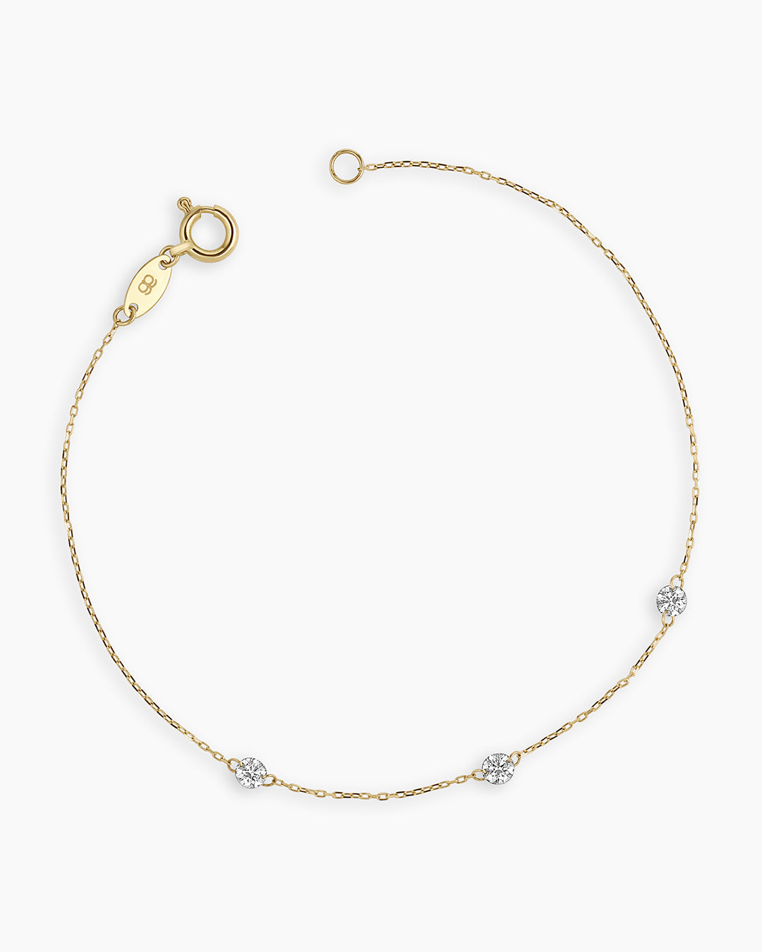 Floating Diamond Stationary Trio Bracelet || option::18k Solid Gold