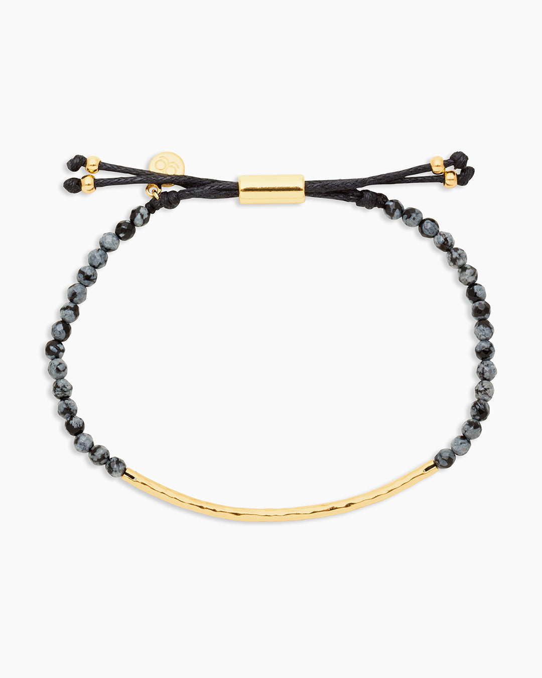 Power Gemstone Bracelet for Courage || option::Gold Plated, Snowflake Obsidian