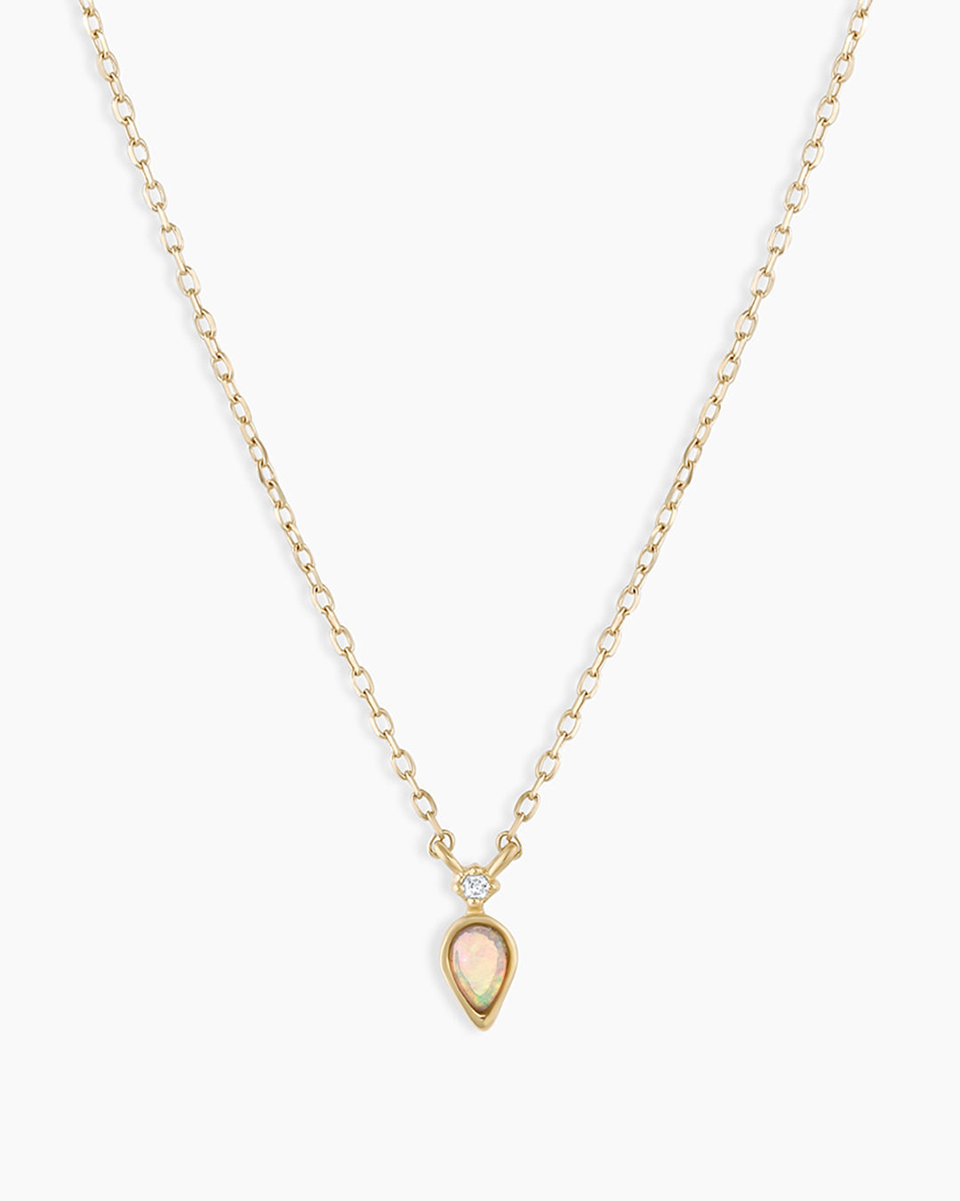 Diamond and Opal Necklace || option::14k Solid Gold