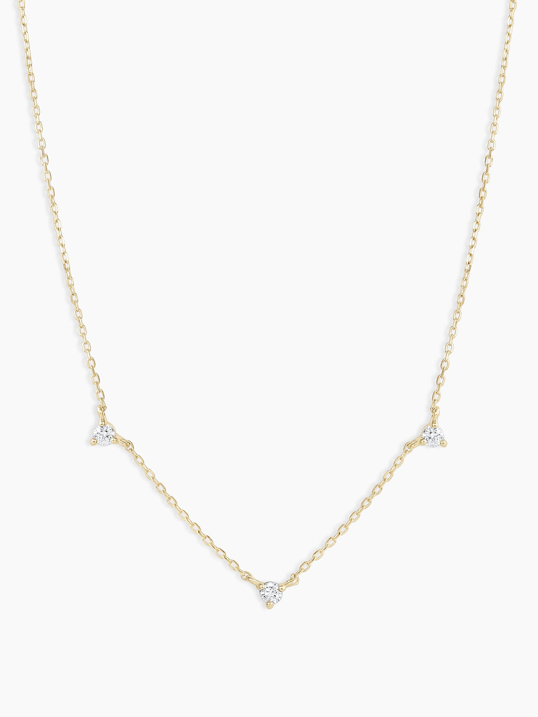 Diamond Eve NecklaceDiamond trio necklace  daintyDiamond necklace || option::14k Solid Gold