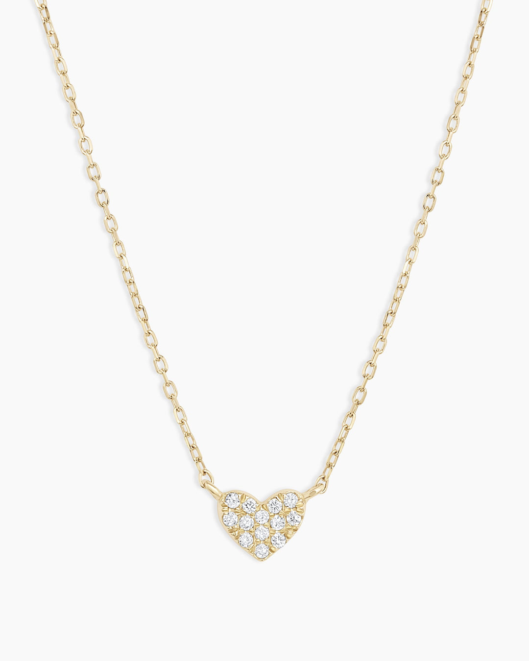 Diamond Pave Heart Charm Necklace || option::14k Solid Gold