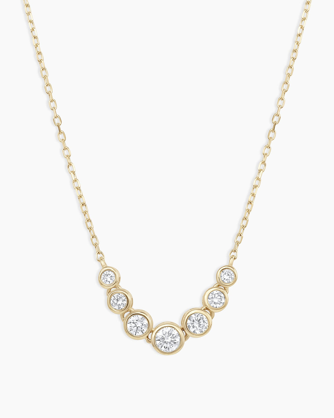 Classic  Diamond Mini Row Necklace || option::14k Solid Gold