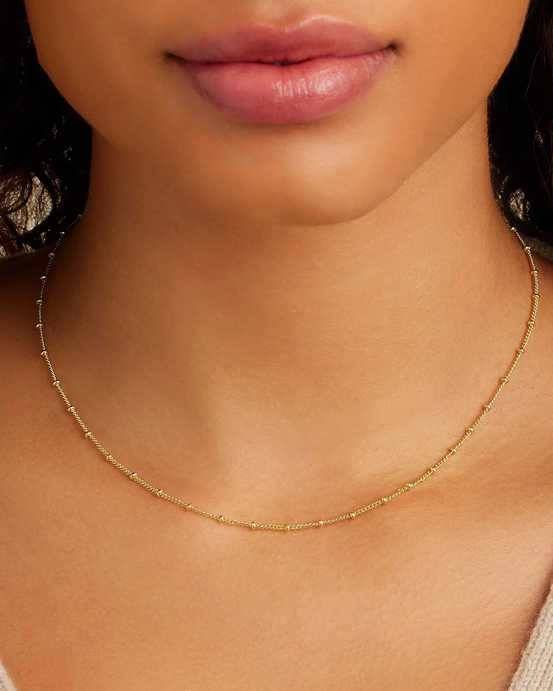Woman wearing  Bali Necklace || option::Gold Plated