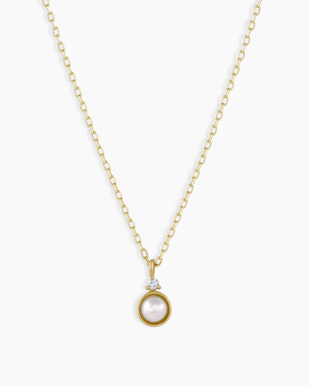 Pearl Birthstone Necklace  June Birthstone Necklace   || option::14k Solid Gold, Pearl - June