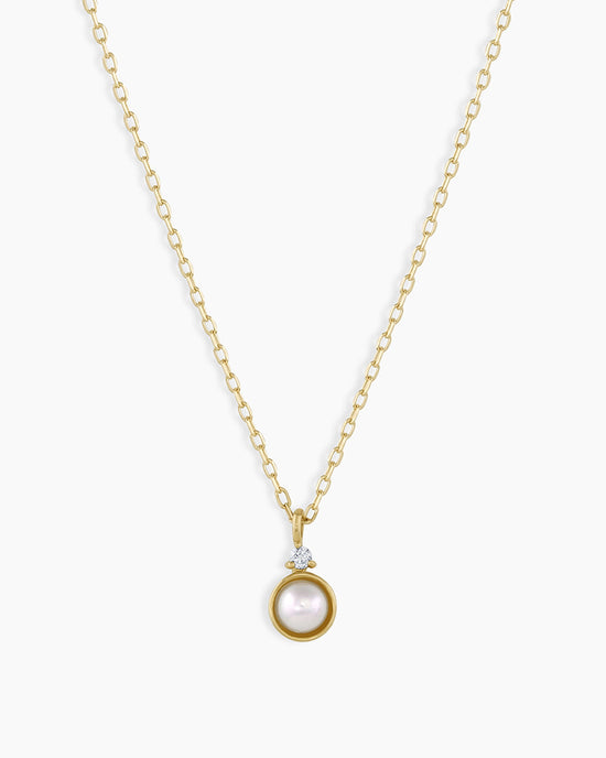Pearl Birthstone Necklace  June Birthstone Necklace   || option::14k Solid Gold, Pearl - June