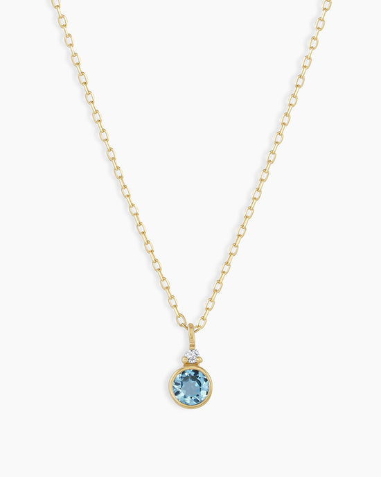 Blue Topaz Birthstone Necklace || option::14k Solid Gold, Blue Topaz - December