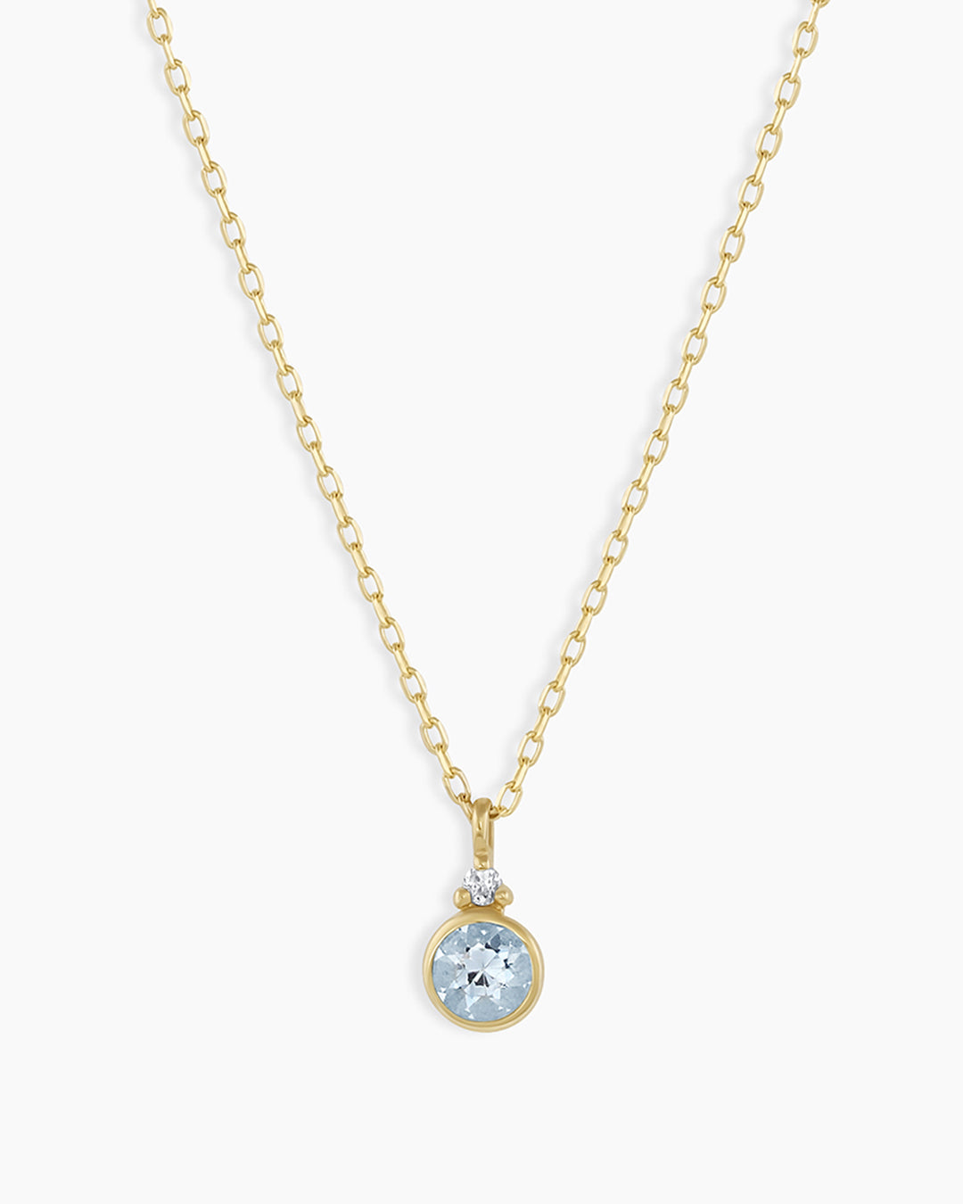 Aquamarine Birthstone Necklace  || option::14k Solid Gold, Aquamarine - March