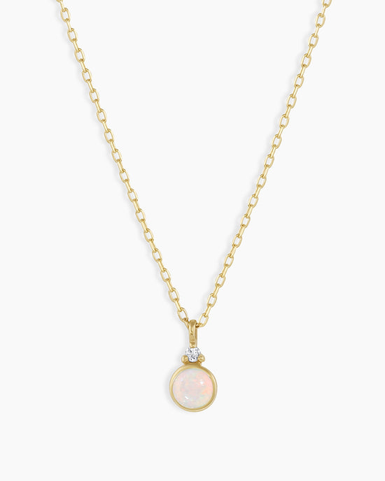 Opal Birthstone Necklace  October Birthstone Necklace   || option::14k Solid Gold, Opal - October