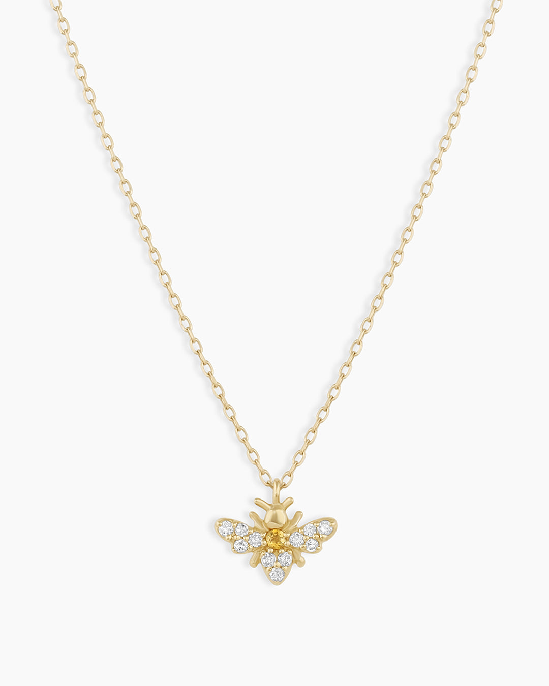 Diamond Bee Necklace || option::14k Solid Gold