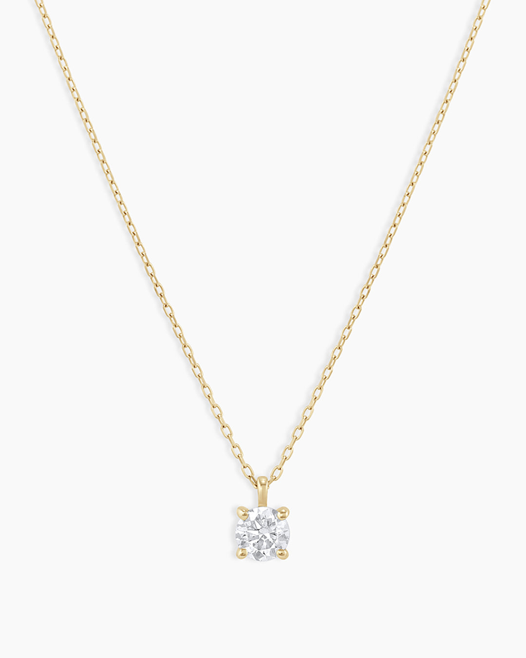 Diamond Solitaire 4 mm Necklace || option::14k Solid Gold