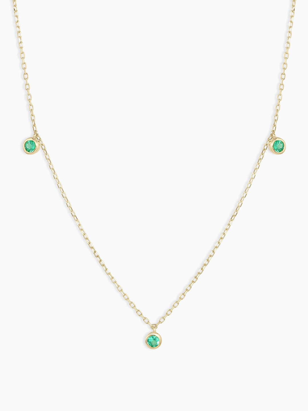 Classic Emerald Trio Necklace || option::14k Solid Gold