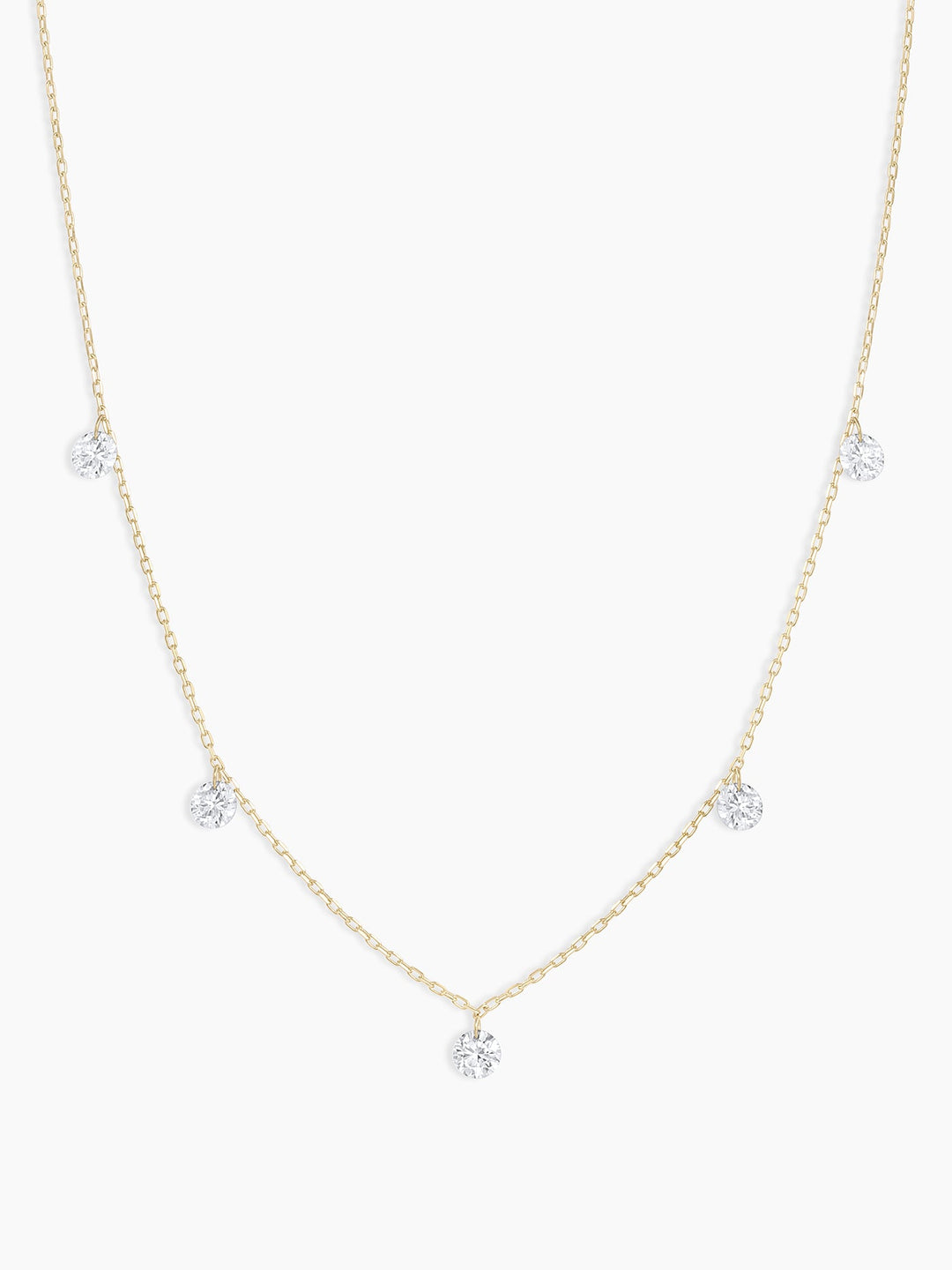 Floating Diamond Flutter Necklace || option::18k Solid Gold