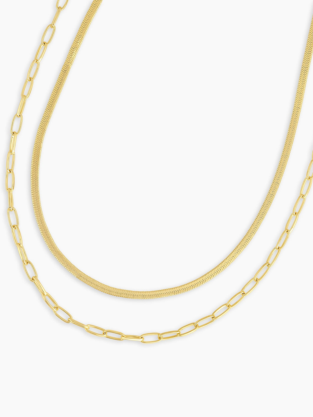 Parker Mini Layering set  Herringbone Necklace || option::Gold Plated